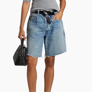 Agolde Ayla Blue Denim frayed Jean shorts